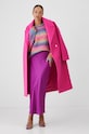 Płaszcz damski z fakturą kolor różowy różowy RW24.KPD810