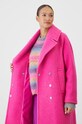 Płaszcz damski z fakturą kolor różowy RW24.KPD810