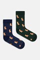 Skarpetki bawełniane męskie w lisy (2-pack) kolor multicolor skarpetki długie multicolor RW24.LGM601