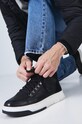 Buty skórzane męskie z zamszowymi wstawkami kolor czarny casual czarny RW24.OBM506