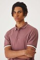 Polo bawełniane męskie z domieszką elastanu z drobnym wzorem kolor różowy różowy RW24.POM101