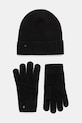 Zestaw prezentowy: czapka i rękawiczki wełniane kolor czarny czarny RW24.ROM911
