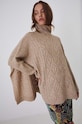 Odzież Poncho z domieszką wełny melanżowe kolor beżowy RW24.SAD504 beżowy