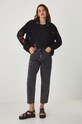 Jeansy bawełniane damskie mom fit z efektem sprania kolor czarny RW24.SJD100 czarny RW24