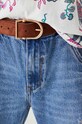 Jeansy bawełniane damskie slouchy z efektem sprania kolor niebieski niebieski RW24.SJD202