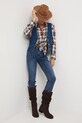 Jeansy damskie slim z efektem sprania kolor niebieski RW24.SJD405