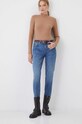 Jeansy damskie straight z efektem sprania kolor niebieski RW24.SJD505 niebieski