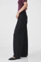 Jeansy damskie wide leg z efektem sprania kolor czarny czarny RW24.SJD702