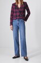Jeansy bawełniane damskie wide leg z efektem sprania kolor niebieski niebieski RW24.SJD900