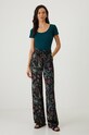 Spodnie damskie z paskiem wide leg wzorzyste kolor czarny RW24.SPD203 czarny RW24