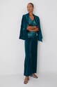 Spodnie damskie wide leg welurowe kolor zielony RW24.SPDA00 turkusowy RW24