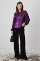 Spodnie damskie wide leg welurowe kolor fioletowy RW24.SPDA02 fioletowy RW24
