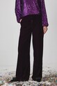 Spodnie damskie wide leg welurowe kolor fioletowy fioletowy RW24.SPDA02
