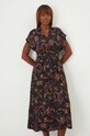 Šaty dámske midi s opaskom so vzorom RW24.SUD011 čierna RW24