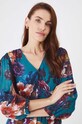 Sukienka damska midi w kwiaty kolor turkusowy turkusowy RW24.SUD401