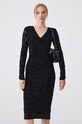 Šaty midi vzorované čierna farba čierna RW24.SUD502