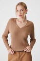Sweter damski z warkoczowym splotem kolor beżowy beżowy RW24.SWD053