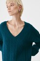 Sweter z domieszką wełny damski melanżowy kolor zielony turkusowy RW24.SWD073