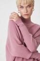 Sweter damski oversize prążkowany kolor różowy różowy RW24.SWD074