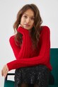 Sweter damski z warkoczowym splotem kolor czerwony czerwony RW24.SWD0A1
