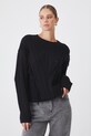 Sweter damski z fakturą kolor czarny czarny RW24.SWD606