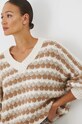Sweter z domieszką wełny damski wzorzysty kolor beżowy beżowy RW24.SWD770
