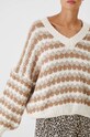 Sweter z domieszką wełny damski wzorzysty kolor beżowy RW24.SWD770 beżowy