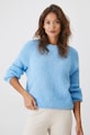 Sweter damski z wełną alpaki i wełną owczą kolor niebieski niebieski RW24.SWD776