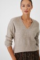 Sweter z domieszką wełny damski ażurowy kolor beżowy RW24.SWD806 beżowy