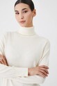 Sweter z wełny merino damski gładki kolor beżowy beżowy RW24.SWD809