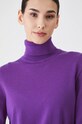 Sweter z wełny merino damski gładki kolor fioletowy fioletowy RW24.SWD809