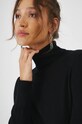 Sweter z wełny merino damski gładki kolor czarny czarny RW24.SWD809
