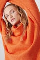 Sweter z domieszką wełny damski prążkowany kolor pomarańczowy pomarańczowy RW24.SWD906