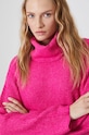 Svetr z vlněné směsi dámský s pruhy růžová barva růžová RW24.SWD906