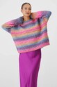Sweter damski wzorzysty z fakturą kolor multicolor średniej grubości multicolor RW24.SWD985
