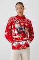 Sweter damski świąteczny wzorzysty kolor czerwony czerwony RW24.SWDA00