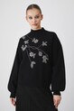 Sweter damski z ozdobną aplikacją kolor czarny RW24.SWDA07 czarny RW24
