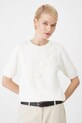 Sweter damski z ozdobną aplikacją kolor beżowy beżowy RW24.SWDA70