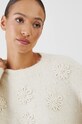 Sweter z domieszką wełny damski z ozdobną aplikacją kolor beżowy RW24.SWDA72 beżowy