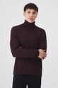 Sweter męski z golfem kolor bordowy bordowy RW24.SWM051