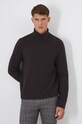 Sweter bawełniany męski z golfem kolor brązowy brązowy RW24.SWM091
