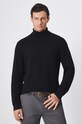 Sweter bawełniany męski z golfem kolor czarny czarny RW24.SWM091