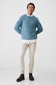 Sweter wełniany męski melanżowy kolor turkusowy RW24.SWM600 turkusowy RW24