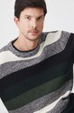 Sweter męski w pasy kolor zielony zielony RW24.SWM704