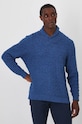 Bavlnený sveter pánsky s textúrou modrá RW24.SWM903