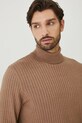 Sweter męski z golfem prążkowany kolor brązowy brązowy RW24.SWMB13