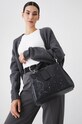 Torebka damska ze skóry ekologicznej z aplikacją kolor czarny RW24.TOD900