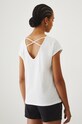 T-shirt bawełniany damski z ozdobnym wycięciem kolor biały biały RW24.TSD010