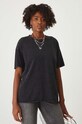 T-shirt bawełniany damski z efektem sprania kolor czarny RW24.TSD011 czarny RW24