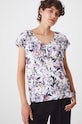 T-shirt bawełniany damski wzorzysty kolor beżowy beżowy RW24.TSD013